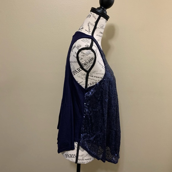 Rue 21 Blue Sequin Sleeveless Top Size Large - Picture 2 of 8